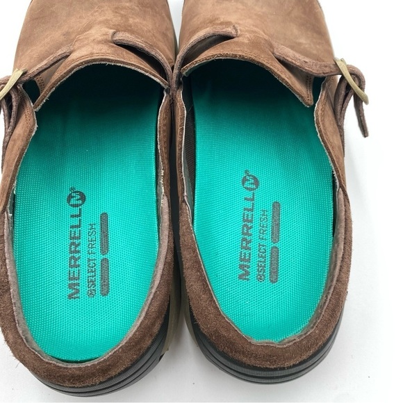 Merrell Women’s 9.5 Brown Leather Encore Buckle Bracken Outdoor Slip On Mules - Picture 6 of 7